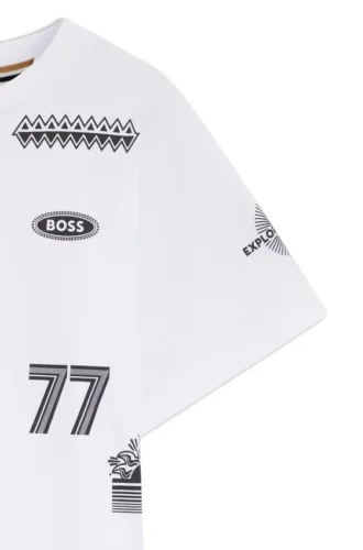 Kids’ loose-fit cotton T-shirt with printed badges