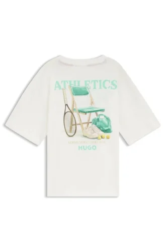 Kids’ loose-fit cotton T-shirt with sports graphic