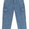 Kids’ loose-fit jeans in blue ripstop denim