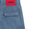 Kids’ loose-fit jeans in blue ripstop denim
