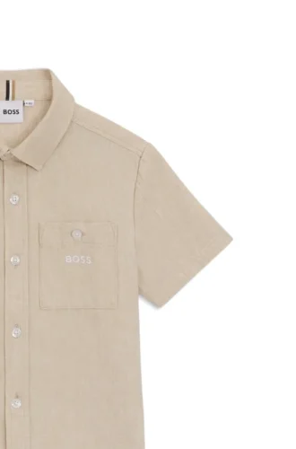 Kids’ loose-fit shirt in linen and cotton