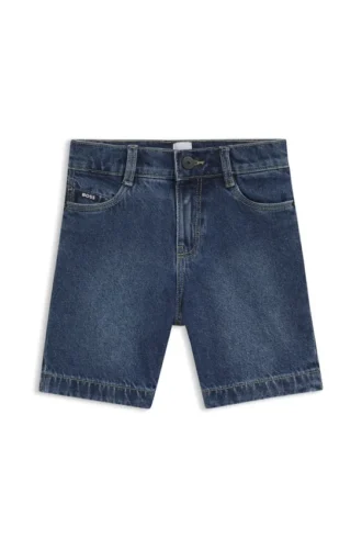 Kids’ loose-fit shorts in blue cotton denim