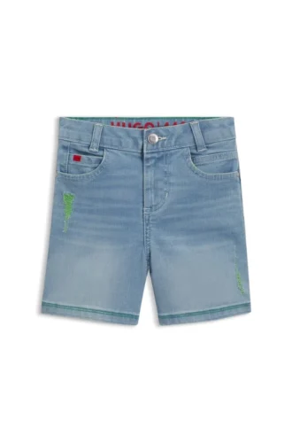 Kids’ loose-fit shorts in blue denim