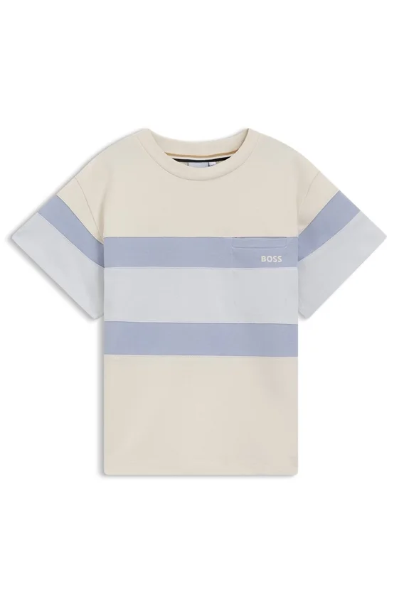 Kids’ loose-fit T-shirt with color-block stripes Kids’ loose-fit T-shirt with color-block stripes