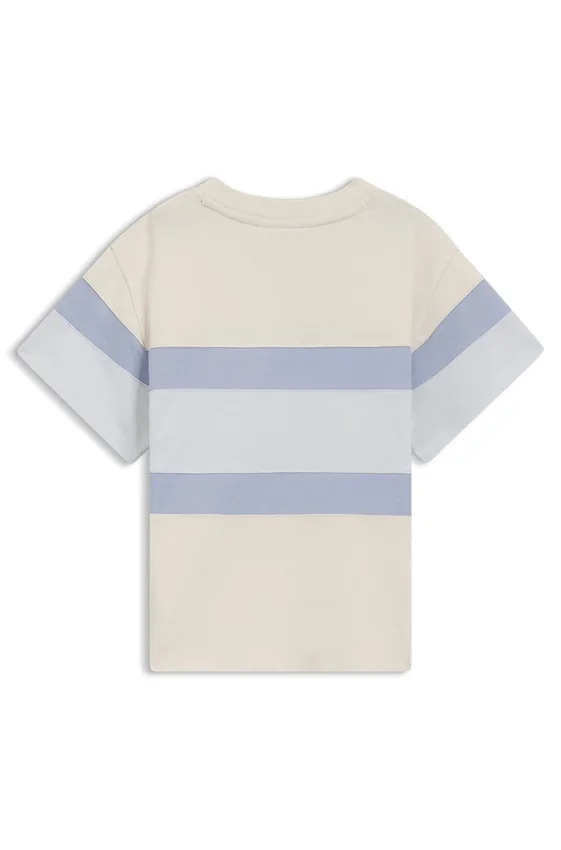 Kids’ loose-fit T-shirt with color-block stripes Kids’ loose-fit T-shirt with color-block stripes