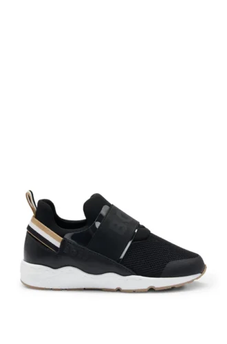 Kids’ mixed-material trainers with branded elastic