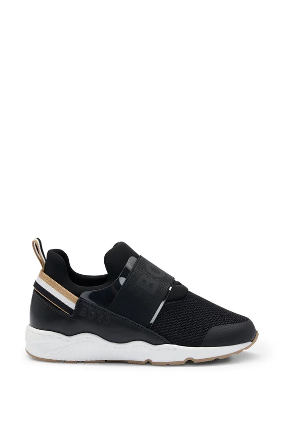 Kids’ mixed-material trainers with branded elastic Kids’ mixed-material trainers with branded elastic