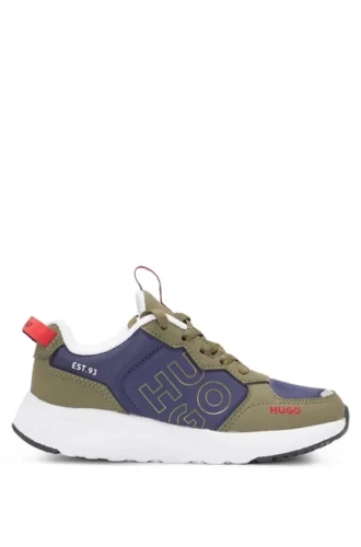 Kids’ mixed-material trainers with faux leather