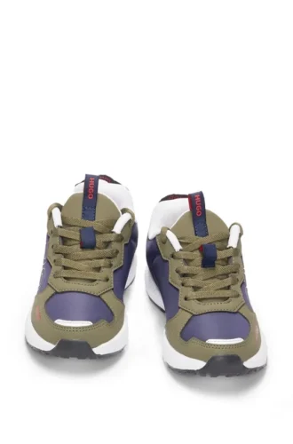 Kids’ mixed-material trainers with faux leather