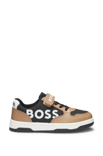 Kids’ mixed-material trainers with leather and waxed canvas