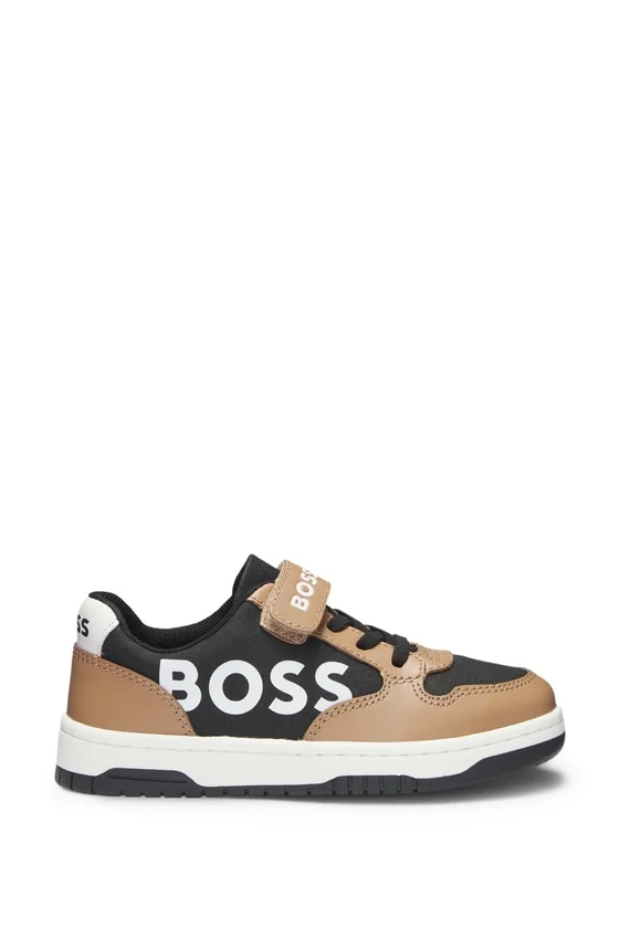 Kids’ mixed-material trainers with leather and waxed canvas Kids’ mixed-material trainers with leather and waxed canvas
