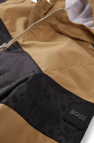 Kids’ monogram-band windbreaker with waterproof finish