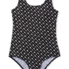 Kids’ monogram-pattern swimsuit with low back