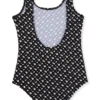 Kids’ monogram-pattern swimsuit with low back