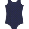 Kids’ monogram swimsuit with low-cut back Kids’ monogram swimsuit with low-cut back