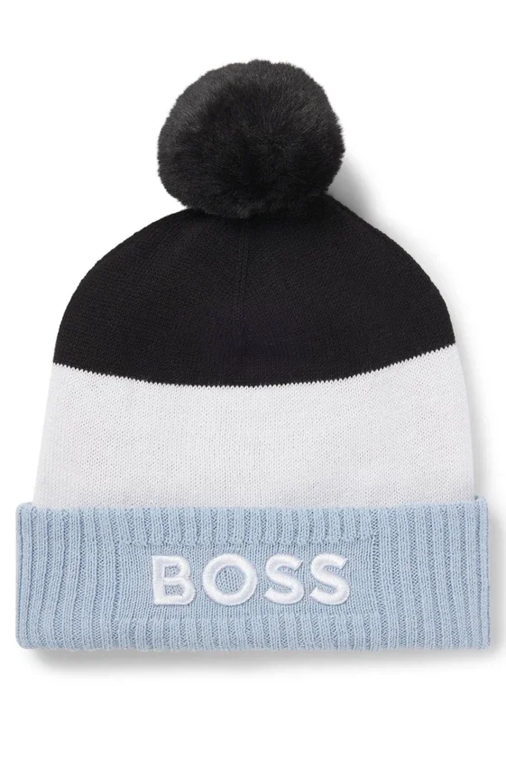 Kids’ multicolored beanie hat with pom pom Kids’ multicolored beanie hat with pom pom