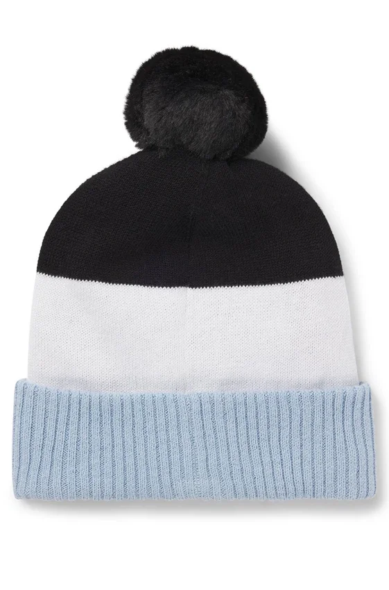 Kids’ multicolored beanie hat with pom pom Kids’ multicolored beanie hat with pom pom