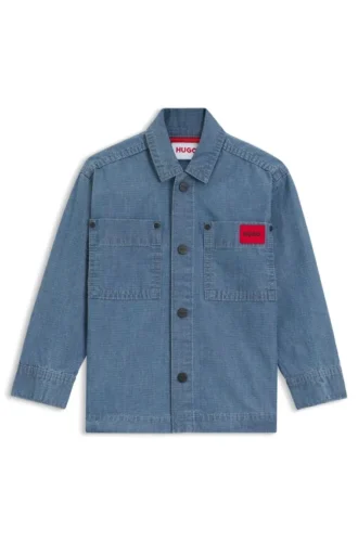 Kids’ overshirt in blue cotton denim