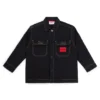 Kids’ overshirt in stretch cotton with red logo label Kids’ overshirt in stretch cotton with red logo label