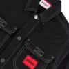 Kids’ overshirt in stretch cotton with red logo label Kids’ overshirt in stretch cotton with red logo label