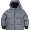 Kids’ padded jacket with all-over checks and monograms