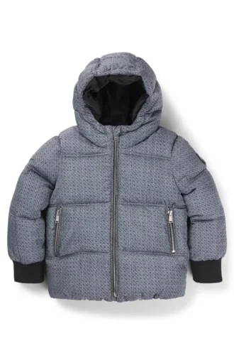Kids’ padded jacket with all-over checks and monograms