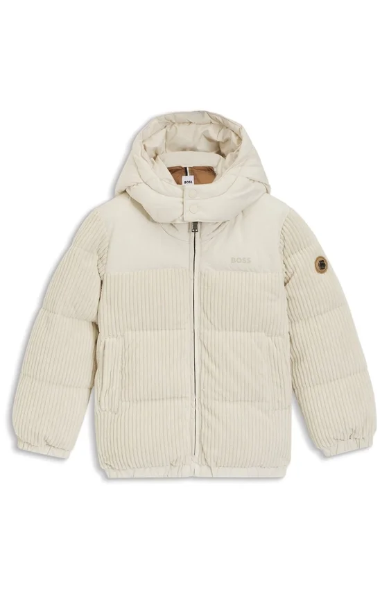 Kids’ padded jacket with corduroy details Kids’ padded jacket with corduroy details