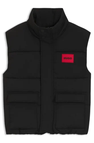 Kids’ padded vest with red logo badge