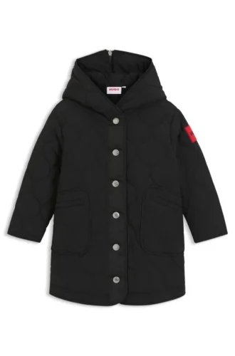 Kids’ parka jacket with logo label