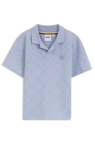 Kids’ polo shirt in stretch cotton with a quilted effect