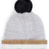 Kids’ pom-pom beanie hat with 3D logo print