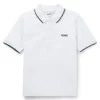 Kids’ printed-logo polo shirt in cotton piqué