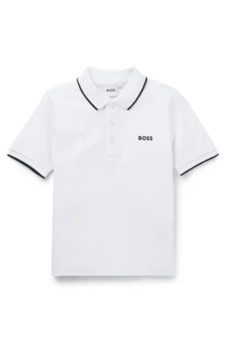 Kids’ printed-logo polo shirt in cotton piqué Kids’ printed-logo polo shirt in cotton piqué