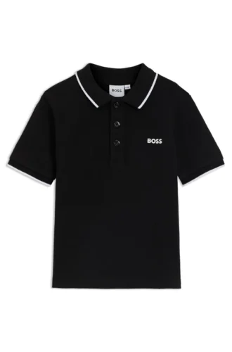 Kids’ printed-logo polo shirt in cotton piqué