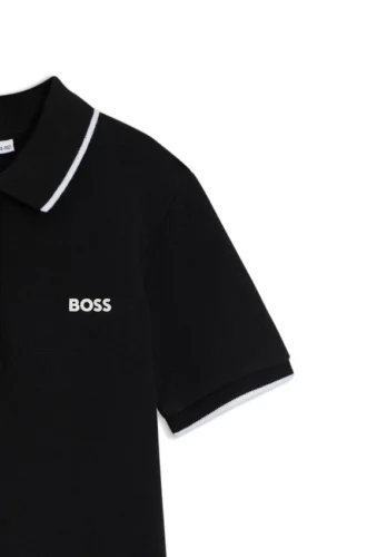 Kids’ printed-logo polo shirt in cotton piqué