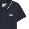Kids’ printed-logo polo shirt in cotton piqué