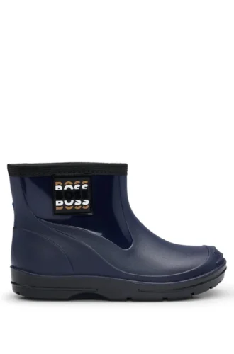 Kids’ rain boots with branded label