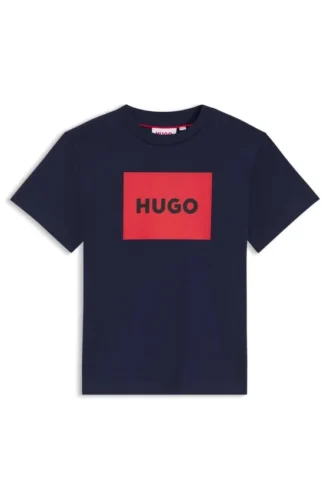 Kids’ regular-fit cotton T-shirt with red logo