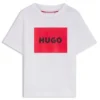 Kids’ regular-fit cotton T-shirt with red logo