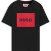 Kids’ regular-fit cotton T-shirt with red logo