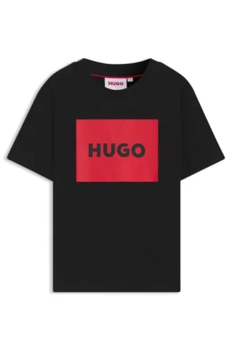Kids’ regular-fit cotton T-shirt with red logo