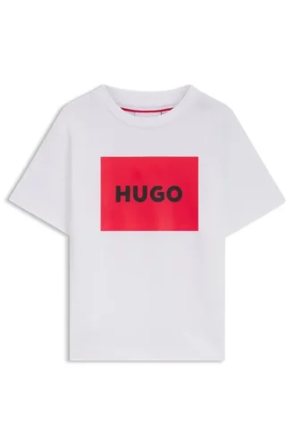Kids’ regular-fit cotton T-shirt with red logo
