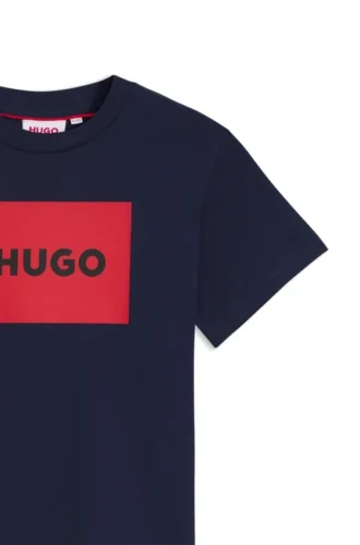 Kids’ regular-fit cotton T-shirt with red logo