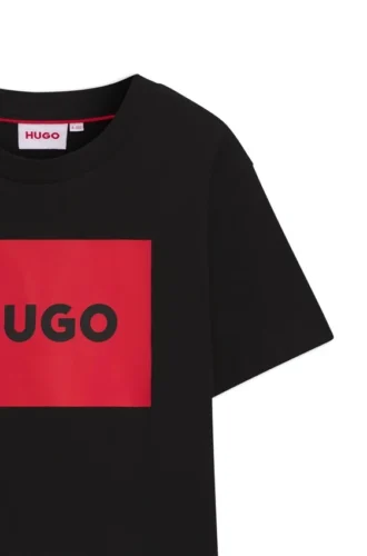 Kids’ regular-fit cotton T-shirt with red logo