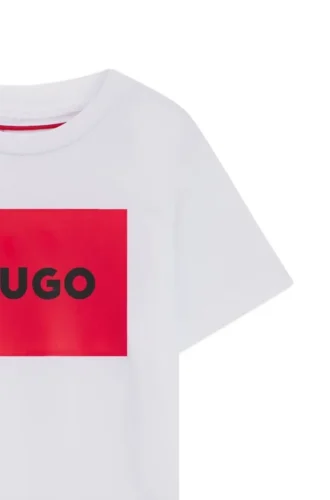 Kids’ regular-fit cotton T-shirt with red logo
