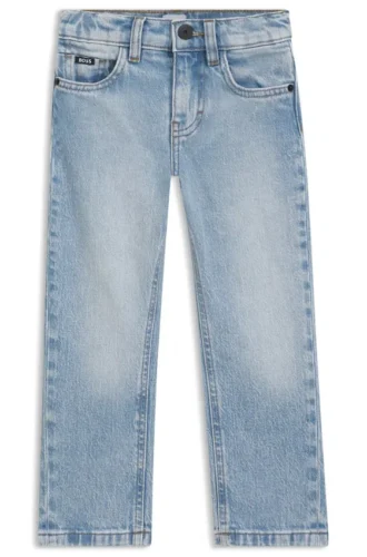 Kids’ regular-fit jeans in blue stretch denim