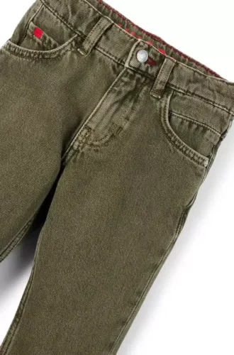 Kids’ regular-fit jeans in green-tinted denim
