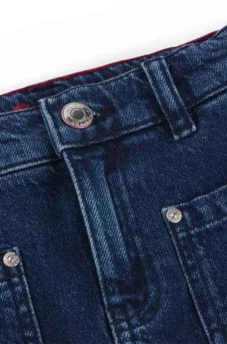 Kids’ relaxed-fit jeans in blue stretch denim