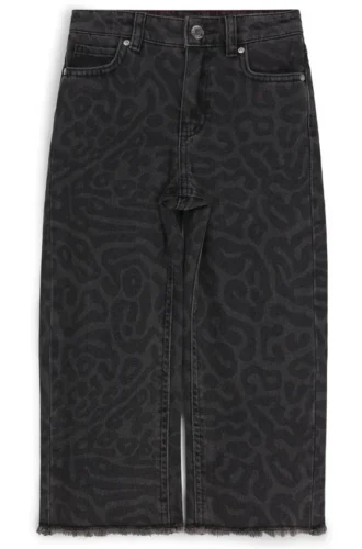 Kids’ relaxed-fit jeans in cheetah-print denim