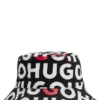Kids’ reversible branded bucket hat in cotton canvas
